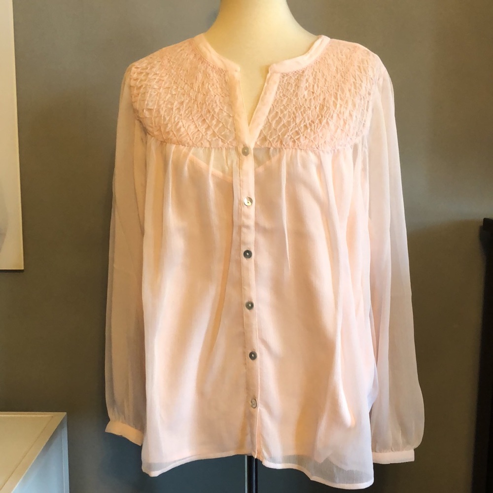 COPY - Lucky Brand Smocked Yoke Peasant Blouse - Picture 4 of 13